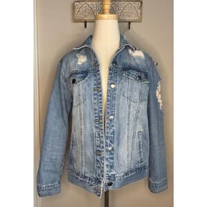 Gabrielle Union New York & Company Distressed Denim Jacket sz S